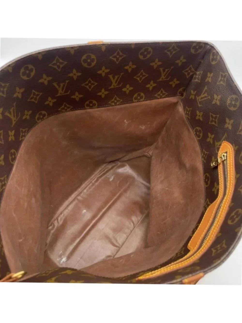 Authentic Louis Vuitton Sac Shopping Monogram Tote Bag Vintage Brown Leather